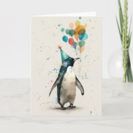 Tarjeta de felicitación Penguin Gorra fiesta