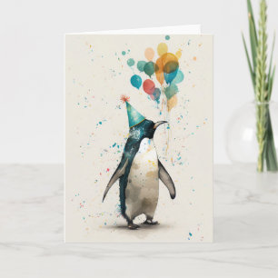 Tarjeta de felicitación Penguin Gorra fiesta