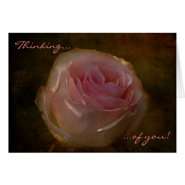 Tarjeta de Felicitación "Pensando en Ti" con Rosa  (Anverso (Horizontal))