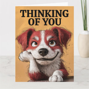Tarjeta de felicitación PERRO MONO PENSANDO EN TI