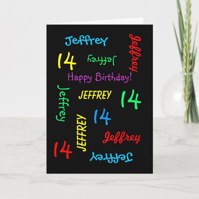 Tarjeta de felicitación personalizada, 14º cumplea (Anverso)