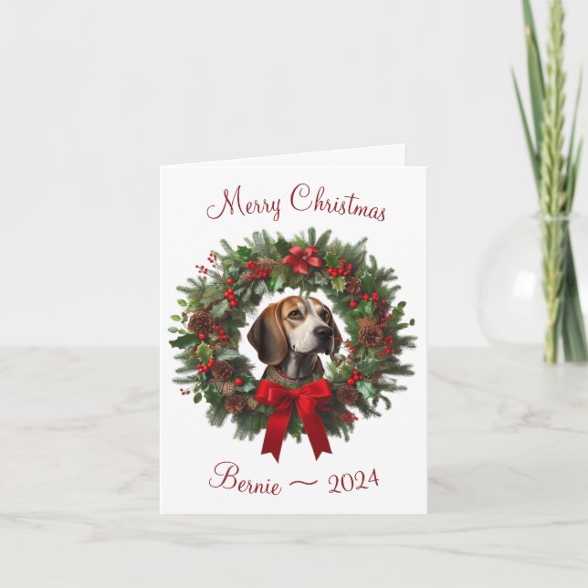 Tarjeta de felicitación personalizada Beagle Merry (Anverso)