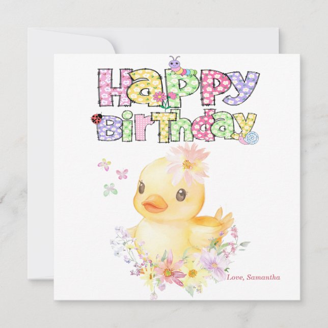 Tarjeta de Felicitación Personalizada con Pato de  (Anverso)