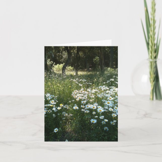 Tarjeta de felicitación personalizada Daisy Field (Anverso)