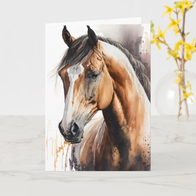 Tarjeta de Felicitación Personalizada de Caballo c (flor amarilla)