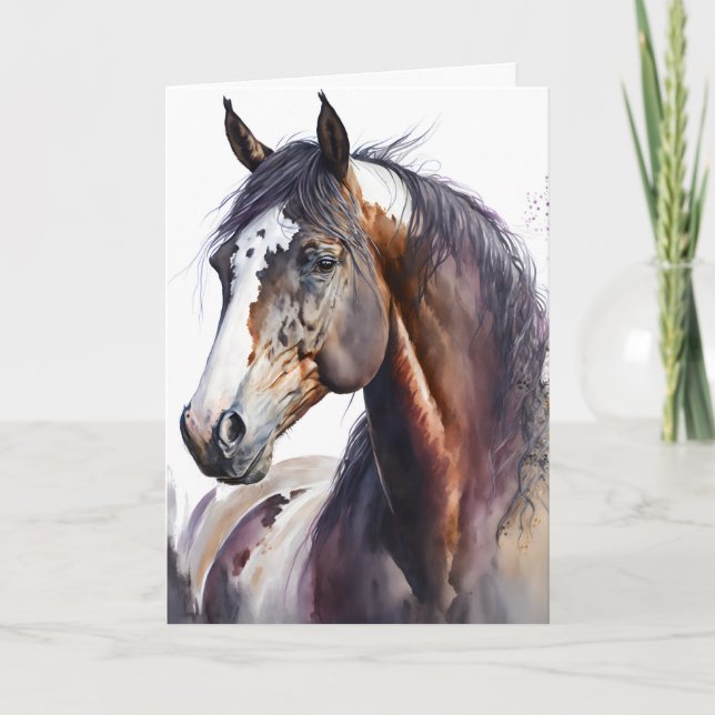 Tarjeta de felicitación personalizada de caballo e (Anverso)