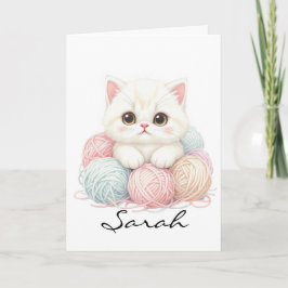 Tarjeta de felicitación personalizada de gatito te