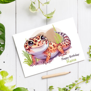Tarjeta de felicitación personalizada de geco leop