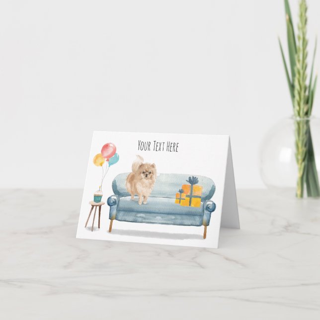 Tarjeta de felicitación personalizada de Pomerania (Anverso)