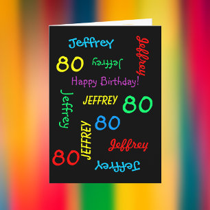 Tarjeta de Felicitación Personalizada, Negra, 80 C