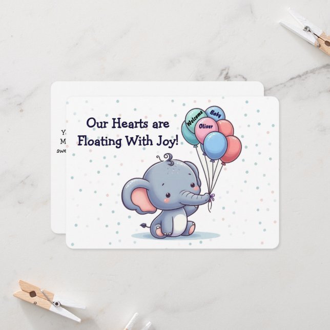 Tarjeta de felicitación personalizada para el bebé (Anverso/Reverso In Situ)