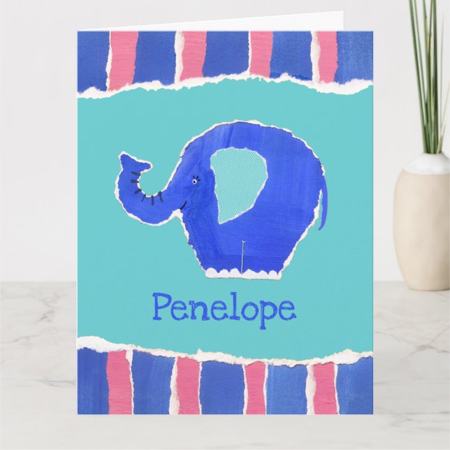 Tarjeta de felicitación personalizada para elefant (Anverso)