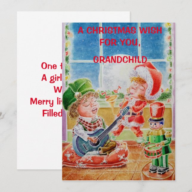 Tarjeta de felicitación personalizada para nietos (Anverso / Reverso)