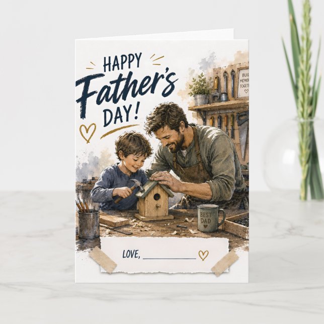 Tarjeta de Felicitación Personalizada para Padre e (Anverso)