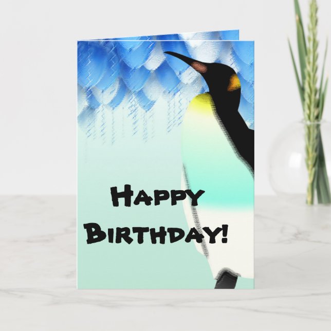 Tarjeta de felicitación personalizada Penguin Happ (Anverso)