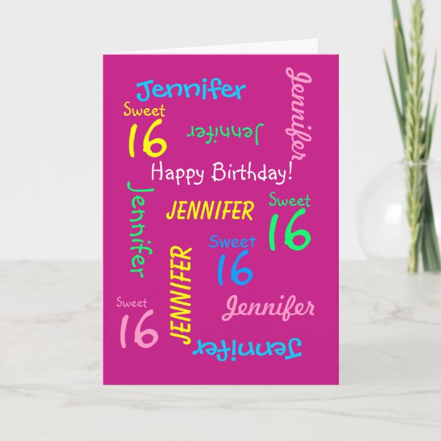 Tarjeta de felicitación personalizada, "Sweet 16" (Anverso)