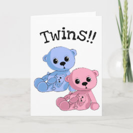 Tarjeta de felicitación personalizada Twins Teddy 