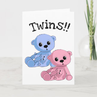Tarjeta de felicitación personalizada Twins Teddy