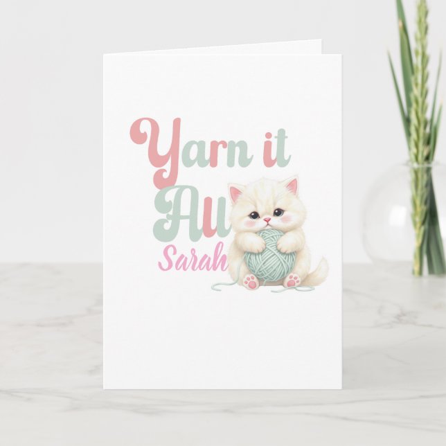 Tarjeta de felicitación personalizada Yarn it All (Anverso)