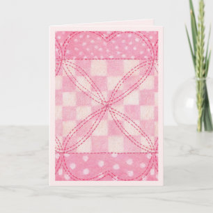 Tarjeta de felicitación PINK HEART QUILT / rosa