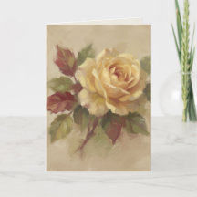 Tarjeta de Felicitación "Pintura al Óleo de Rosa Ú