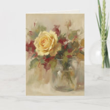 Tarjeta de Felicitación "Pintura al Óleo de Rosa Ú