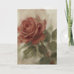 Tarjeta de Felicitación "Pintura al Óleo de Rosa Ú