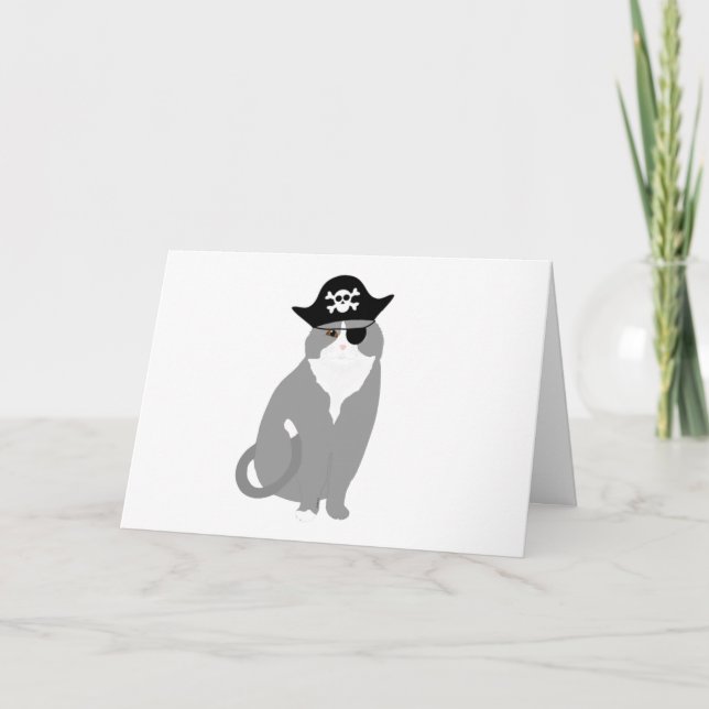 Tarjeta de felicitación pirata para gatos (Anverso)