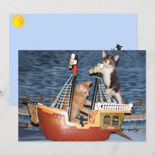 Tarjeta de felicitación Pirate Kittens (Anverso / Reverso)