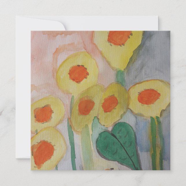 Tarjeta de felicitación plana Abstract Sunflowers (Anverso)