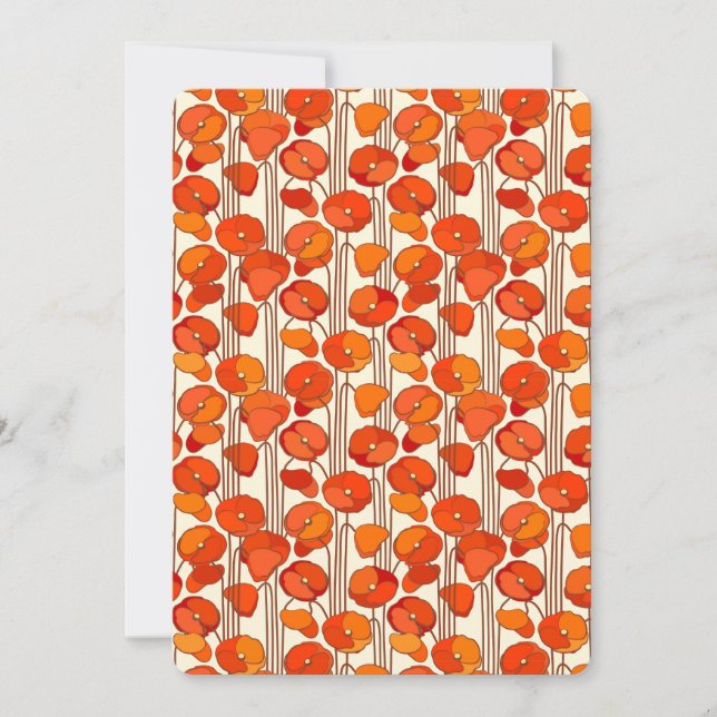 Tarjeta de felicitación plana Art Nouveau Poppies (Anverso)
