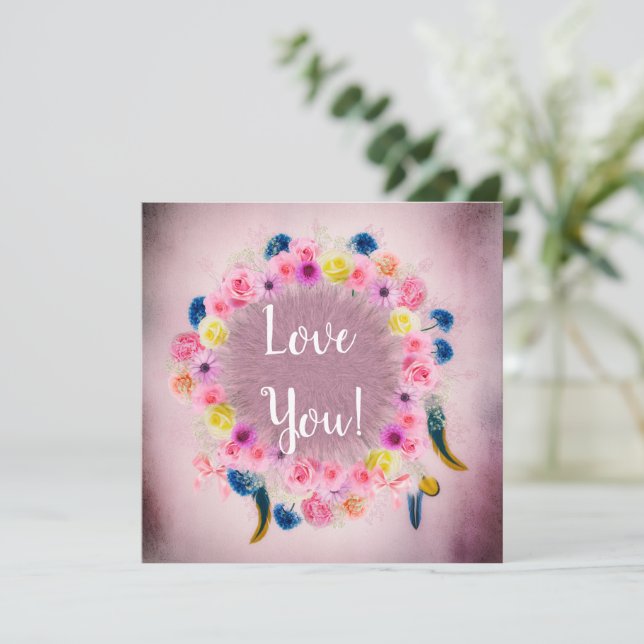 Tarjeta de felicitación plana boda (Anverso de pie)