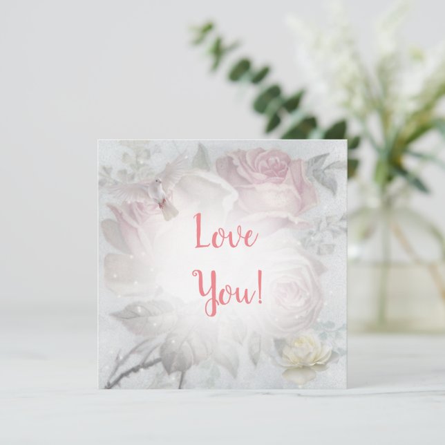 Tarjeta de felicitación plana boda (Anverso de pie)