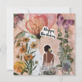 Tarjeta de felicitación plana color Peach Floral B