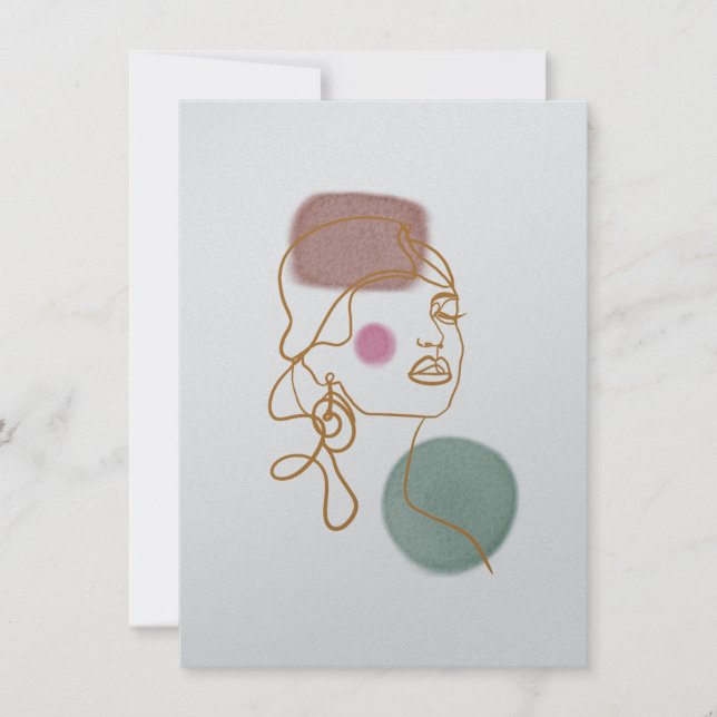 Tarjeta de felicitación plana con hermoso rostro d (Anverso)