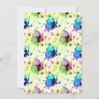 Tarjeta de felicitación plana con mariposas acuáti