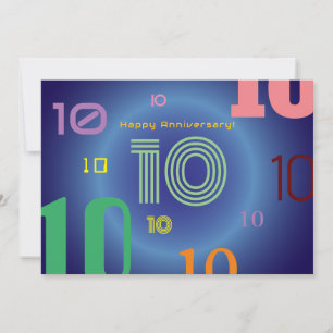 Tarjeta de felicitación plana de 10º aniversario j