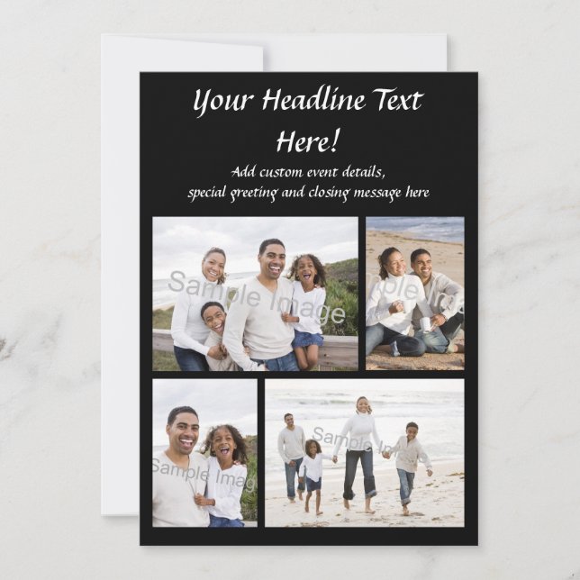 Tarjeta de felicitación plana de 4 Collages de fot (Anverso)