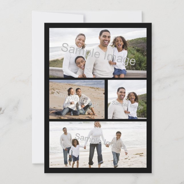 Tarjeta de felicitación plana de 4 Collages de fot (Anverso)