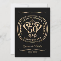 Tarjeta de felicitación plana de 50 años de Boda