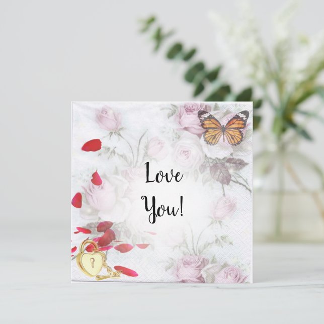 Tarjeta de felicitación plana de amor (Anverso de pie)