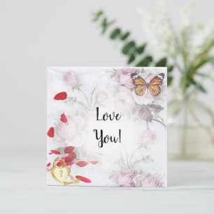 Tarjeta de felicitación plana de amor