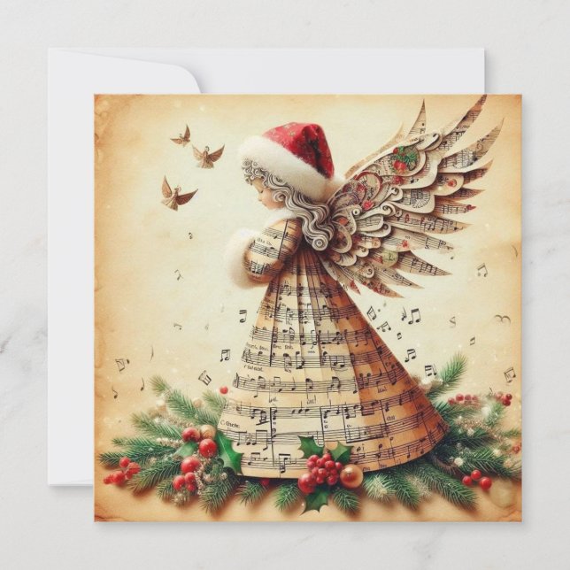 tarjeta de felicitación plana de ángel (Anverso)