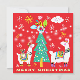 Tarjeta de felicitación plana de árbol de navidad