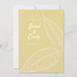 Tarjeta de felicitación plana de boda de oro suave