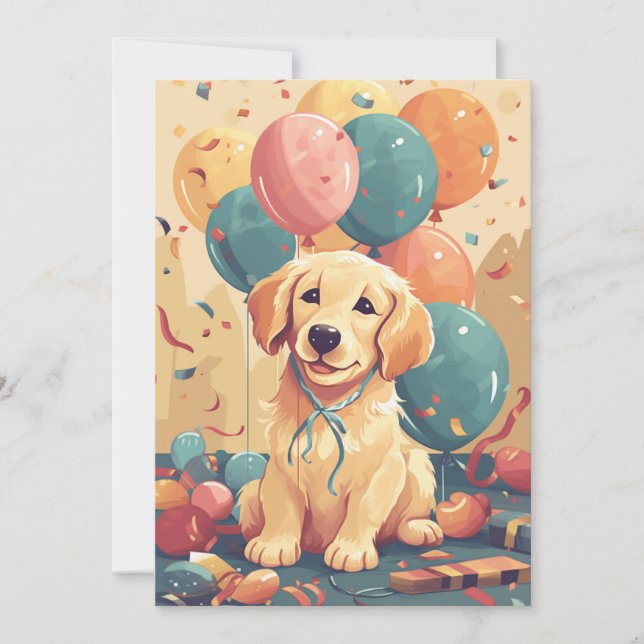 Tarjeta de felicitación plana de cachorro de Golde (Anverso)