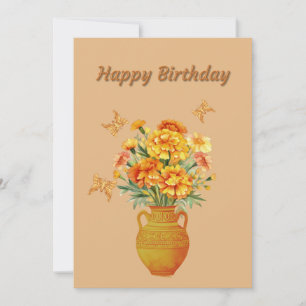 Tarjeta de felicitación plana de cumpleaños Vase F