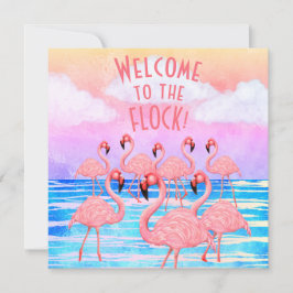 Tarjeta de felicitación plana de Flamencos en Desf