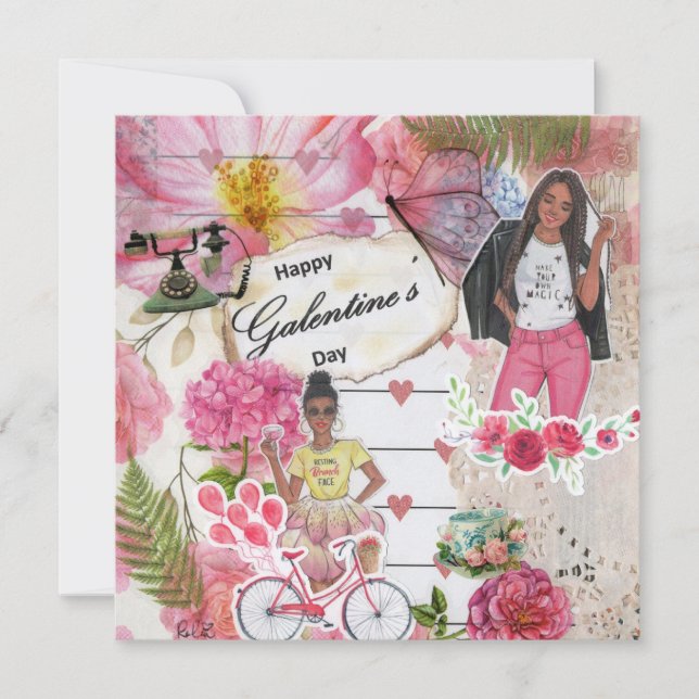 Tarjeta de felicitación plana de Galentine's Day (Anverso)