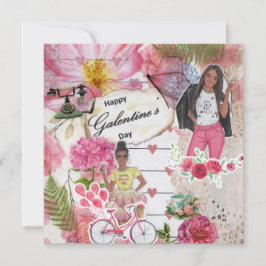 Tarjeta de felicitación plana de Galentine's Day